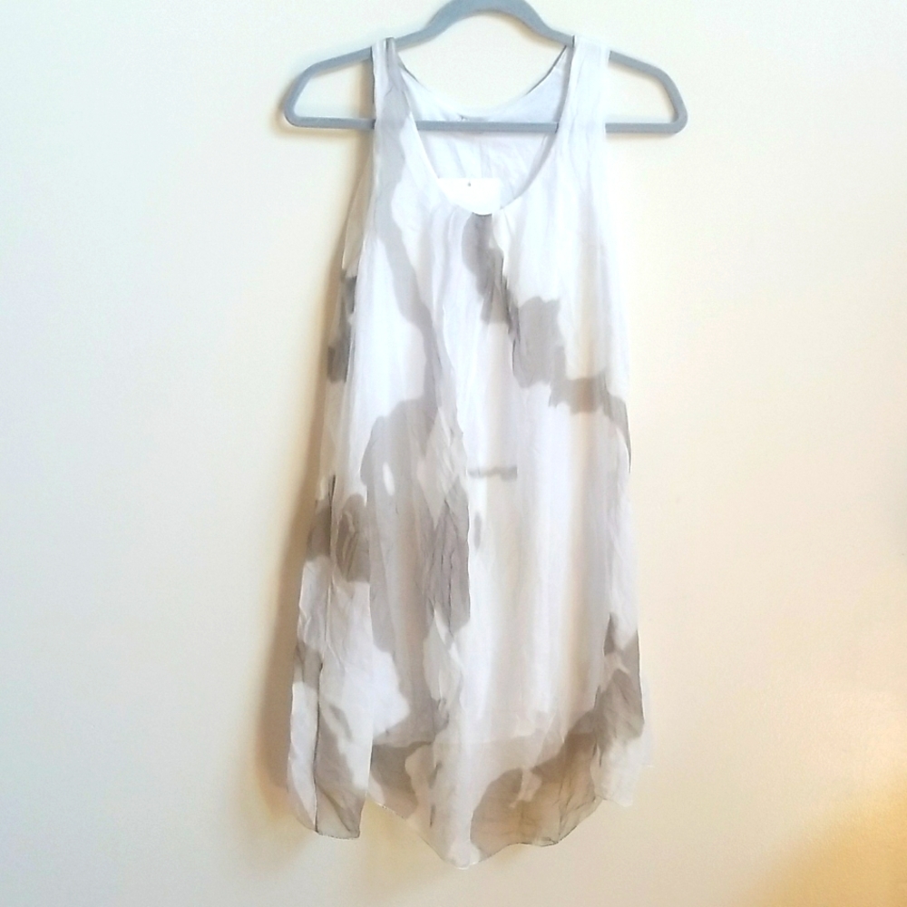 Italian couture gauzy dress with cotton white under sheath NWT